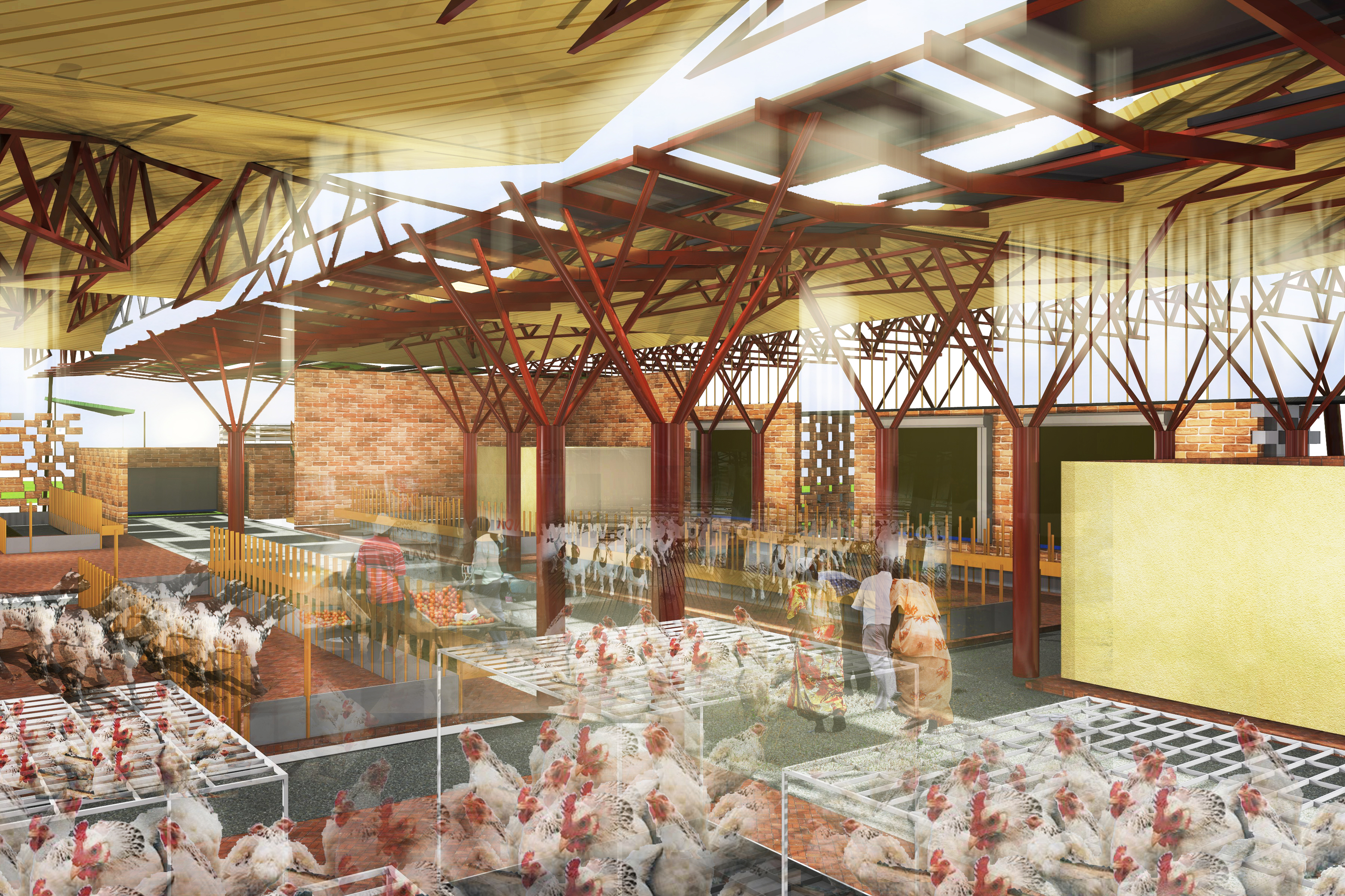 Interior of animal market